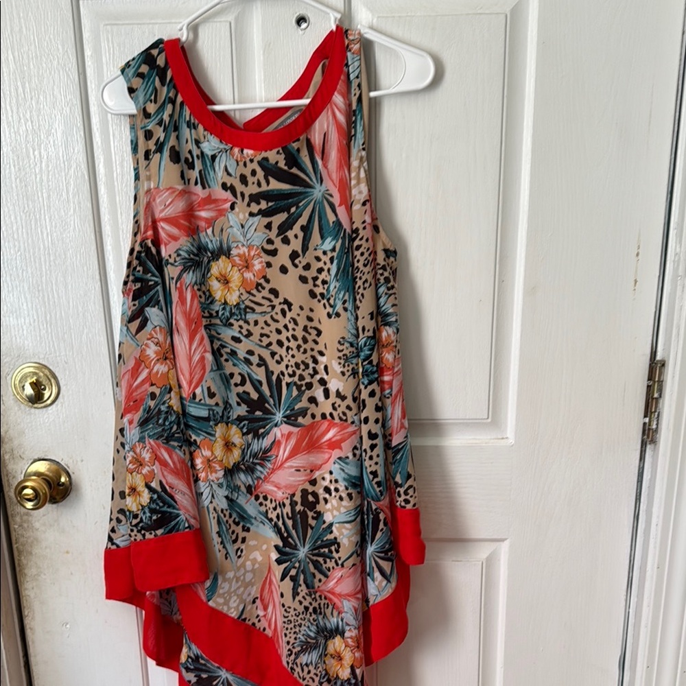 Jessica London Red and Pink Floral Top